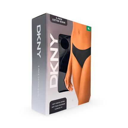 DKNY Women's Cotton Bikini 4 Pack - Black