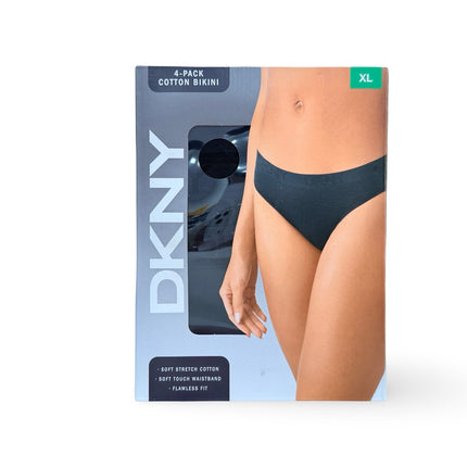 DKNY Women's Cotton Bikini 4 Pack - Black