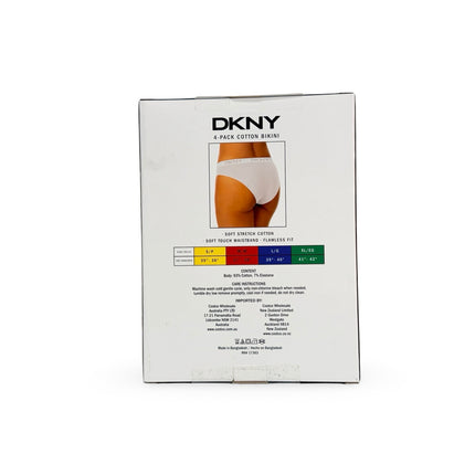 DKNY Women's Cotton Bikini 4 Pack - Black/White/Tan/Print