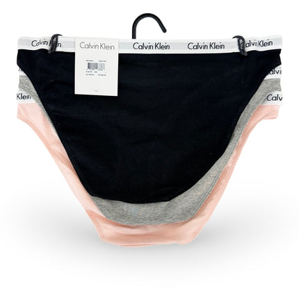 Calvin Klein Women's Cotton Stretch Bikini 3 Pack - Black/Grey/Nymphs