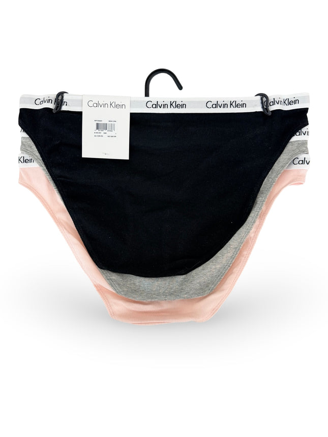 Calvin Klein Women's Cotton Stretch Bikini 3 Pack - Black/Grey/Nymphs