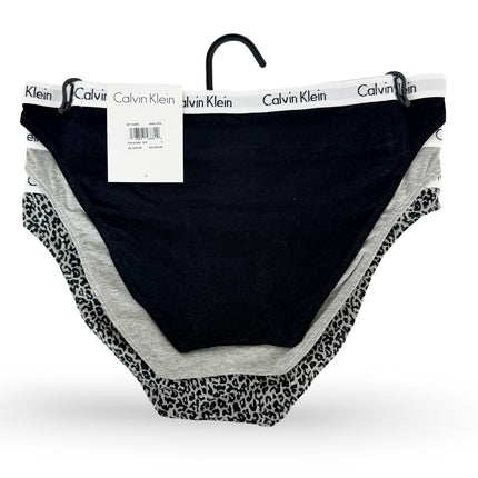 Calvin Klein Women's Cotton Stretch Bikini 3 Pack - Black/Grey/Print