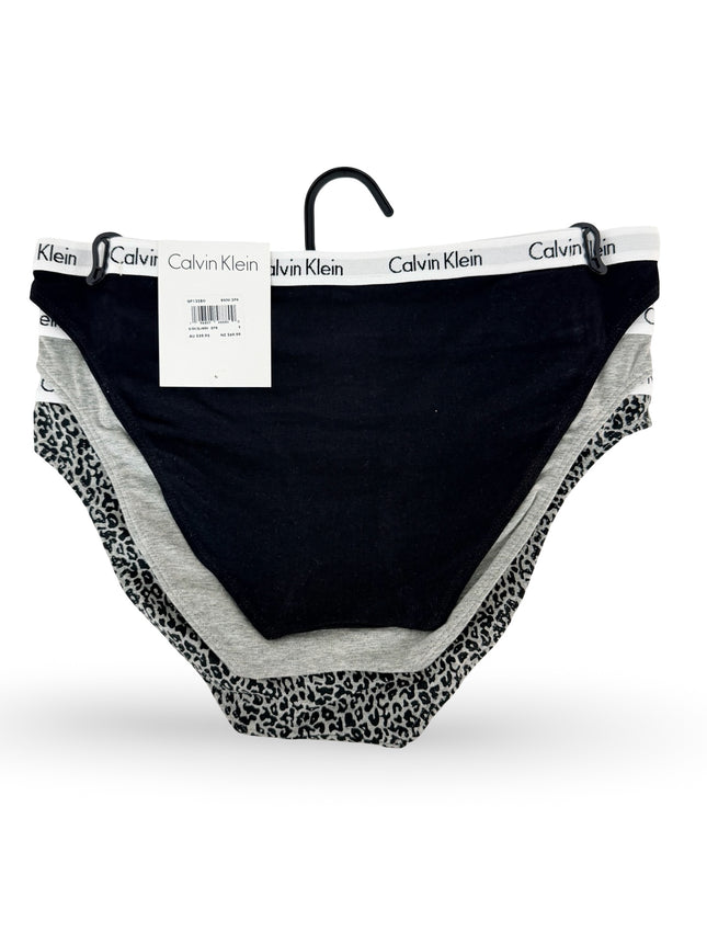 Calvin Klein Women's Cotton Stretch Bikini 3 Pack - Black/Grey/Print