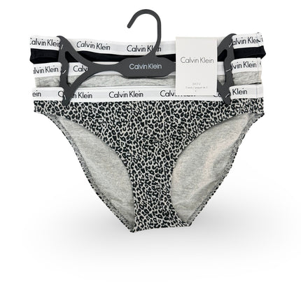 Calvin Klein Women's Cotton Stretch Bikini 3 Pack - Black/Grey/Print
