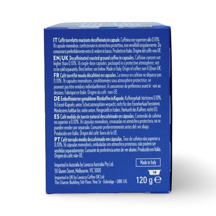 Lavazza A Modo Mio Dek Decaf Coffee Pods – 96 Pods (6 Packs x 16 Pods)