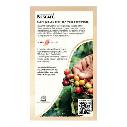 Nescafe 98% Sugar Free Vanilla Latte Coffee Sachets - 100 Pack