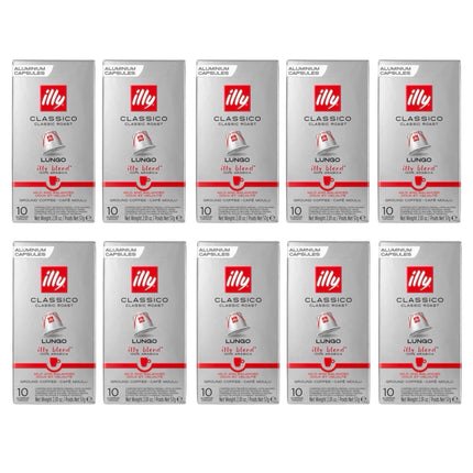 Illy Lungo Classico Coffee Capsules Medium Roast – 100 Pack (Compatible with Nespresso Original Machines)