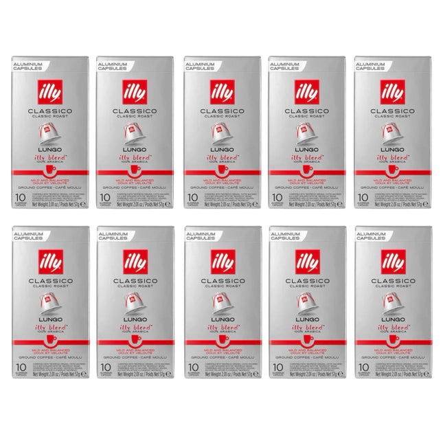 Illy Lungo Classico Coffee Capsules Medium Roast – 100 Pack (Compatible with Nespresso Original Machines)