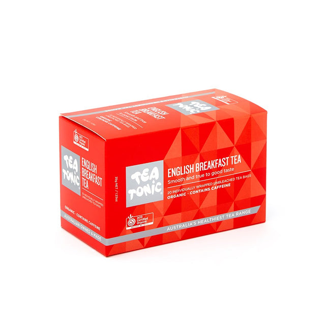 Tea Tonic Organic English Breakfast Tea 160 teabag bulk pack — 8 boxes of 20