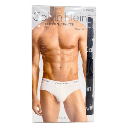 Calvin Klein Men’s Cotton Stretch Hip Brief 5 Pack – Black