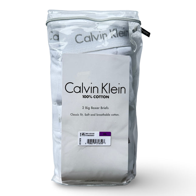 Calvin Klein Men's Big-Tall 2 Pack Cotton Classics Boxers Brief - White