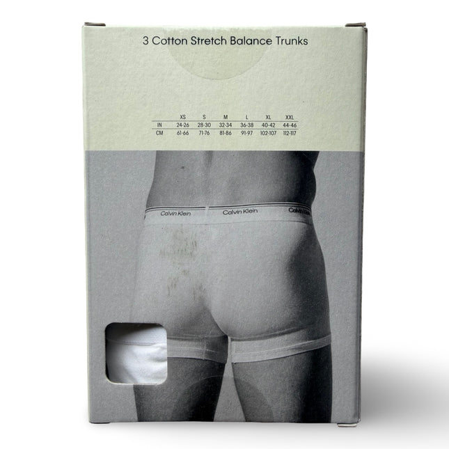 Calvin Klein Men's Cotton Stretch Balance Soft Trunks 3 Pack - White