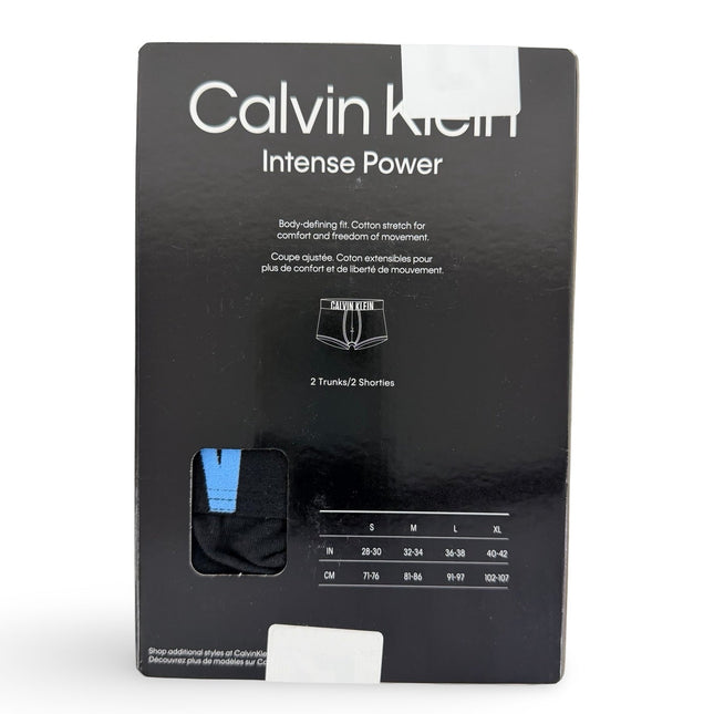 Calvin Klein Men's Intense Power Cotton Stretch Trunk 2 Pack in Black and Blue