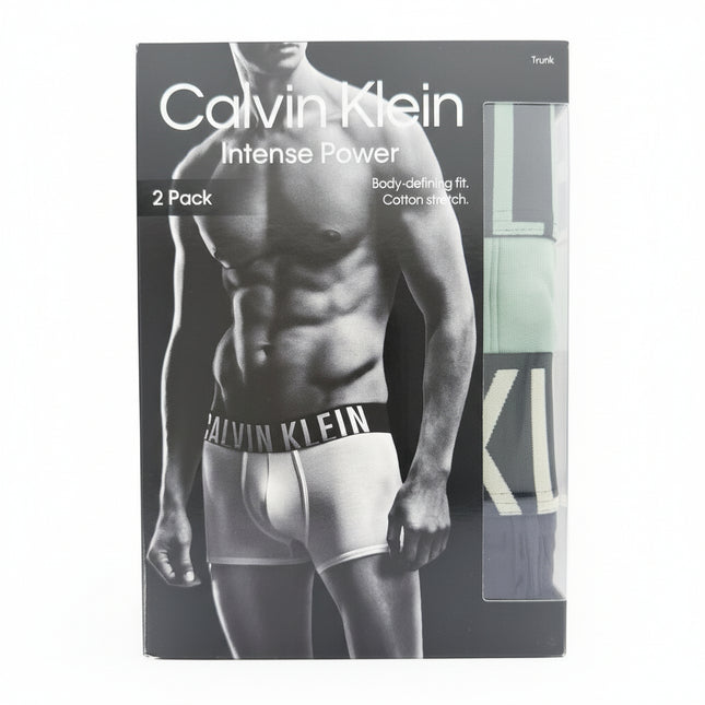 Calvin Klein Men's Intense Power Cotton Stretch Trunk 2 Pack in Black and Green