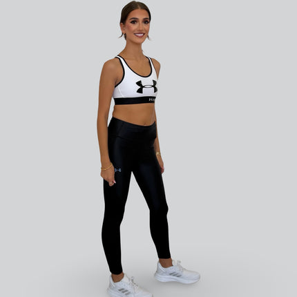 Under Armour women’s white and black sports bra with breathable keyhole back