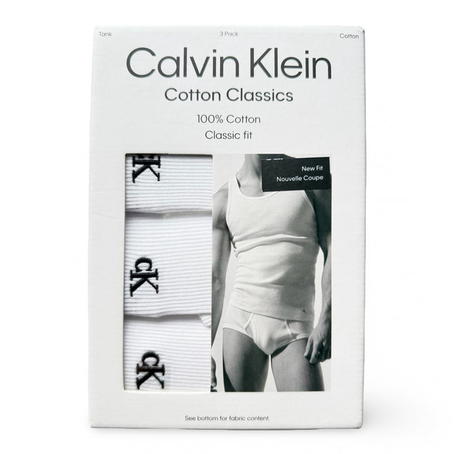 Calvin Klein Men's Classic Fit Cotton Tank Top 3 Pack - White