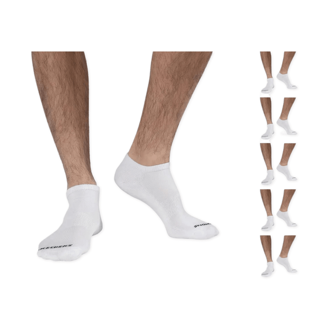 Skechers Men’s Low Cut Socks 6 Pack White Sock Size 9–11