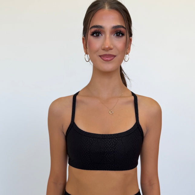 Beyond Yoga Snake Jacquard Slim Racerback Yoga Sports Bra – Black