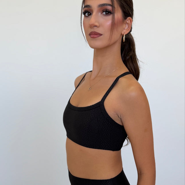 Beyond Yoga Snake Jacquard Slim Racerback Yoga Sports Bra – Black