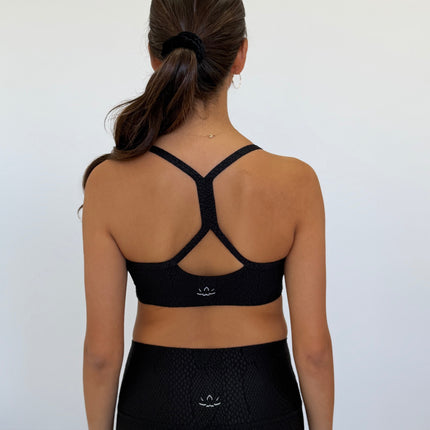 Beyond Yoga Snake Jacquard Slim Racerback Yoga Sports Bra – Black