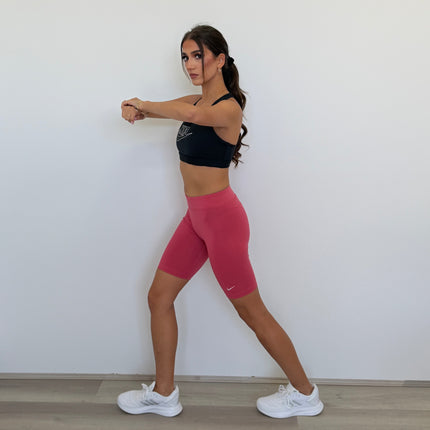 Nike Women’s Sportswear Essential Tight Fit Mid Rise Bike Shorts – Archaeo Pink/White