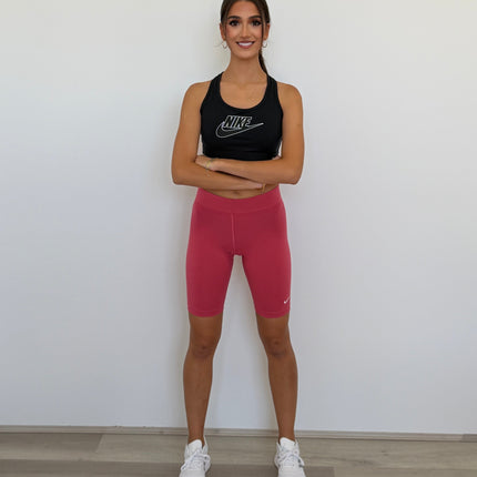Nike Women’s Sportswear Essential Tight Fit Mid Rise Bike Shorts – Archaeo Pink/White