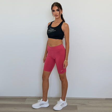 Nike Women’s Sportswear Essential Tight Fit Mid Rise Bike Shorts – Archaeo Pink/White