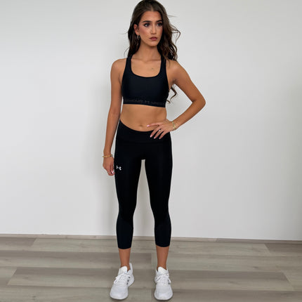 Under Armour Women's Mid Crossback Sports Bra - Black/ Jet Grey