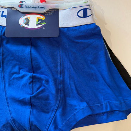 Champion Men's Soft Cotton Trunk 5 Pack - Black/Blue Believer/ Light Blue/ Purple/ Green