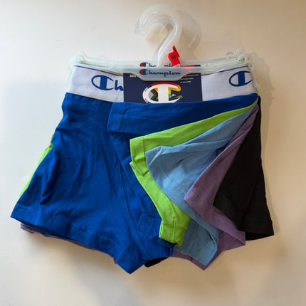 Champion Men's Soft Cotton Trunk 5 Pack - Black/Blue Believer/ Light Blue/ Purple/ Green