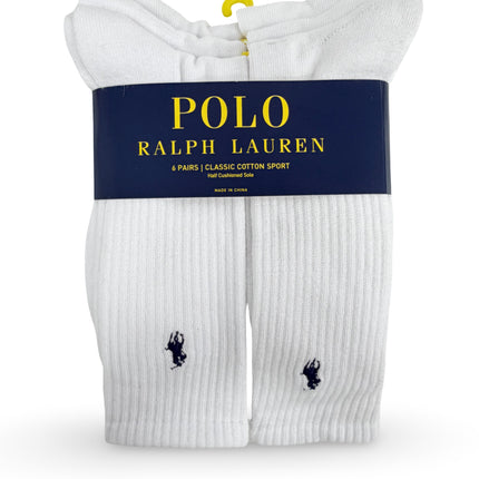 Polo Ralph Lauren Men's Rib Crew Socks 6-Pack - White