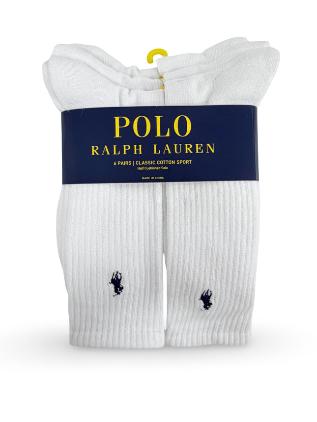 Polo Ralph Lauren Men's Rib Crew Socks 6-Pack - White