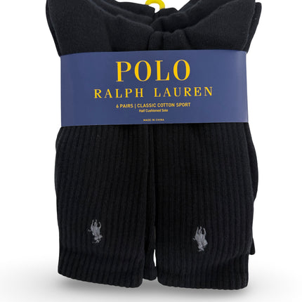Polo Ralph Lauren Men's Rib Crew Socks 6-Pack - Black