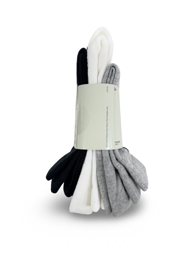 Adidas Unisex Cushioned Crew Socks 3 Pack - Black/Grey/White - Black Logo