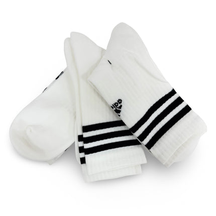 Adidas Unisex Cushioned Crew Striped Socks 3 Pack - White/Black