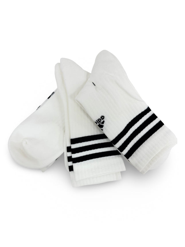 Adidas Unisex Cushioned Crew Striped Socks 3 Pack - White/Black