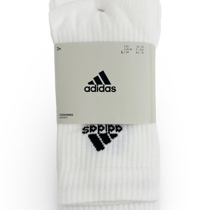 Adidas Unisex Cushioned Crew Socks 3 Pack - White/Black