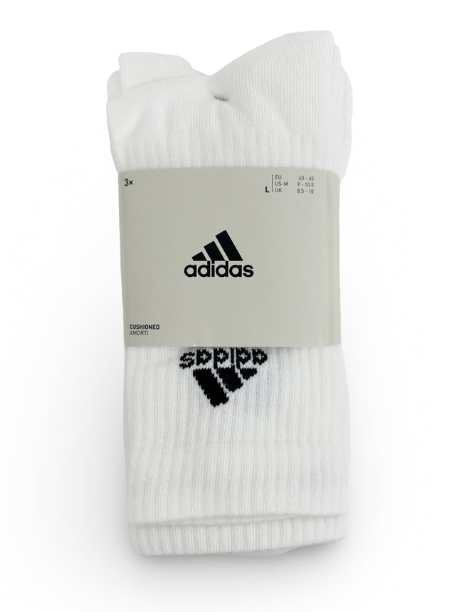 Adidas Unisex Cushioned Crew Socks 3 Pack - White/Black