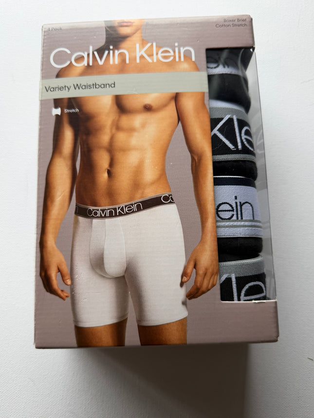 Calvin Klein Men's Cotton Stretch Variety Waistband Boxer Briefs 4 pack - Black