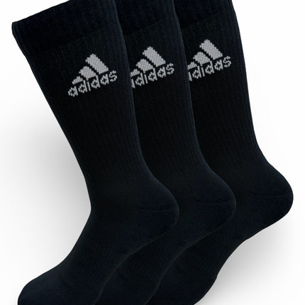 Adidas Unisex Cushioned Crew Socks 3 Pack - Black/White
