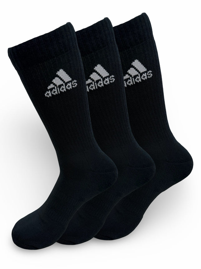 Adidas Unisex Cushioned Crew Socks 3 Pack - Black/White