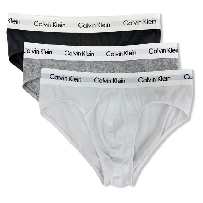 Calvin Klein Cotton Stretch Hip Briefs 3 Pack - Black/White/Grey