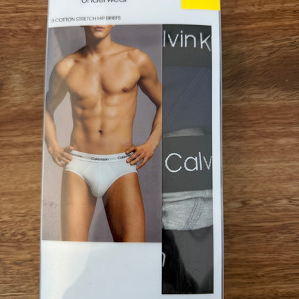 Calvin Klein Cotton Stretch Hip Brief 3 Pack Black/Navy/Grey