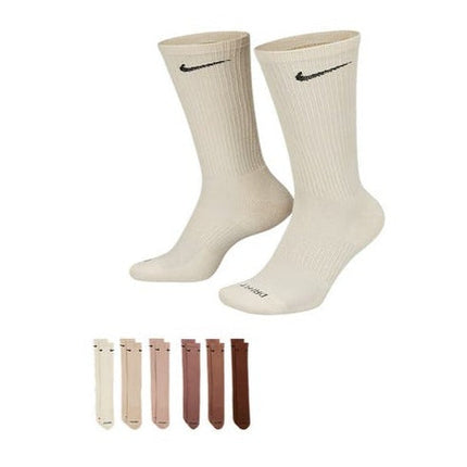 Nike Unisex 6 Pack Everyday Cushion Crew Socks - Pearl White Black/Bio Beige Black/Rose Whisper Black