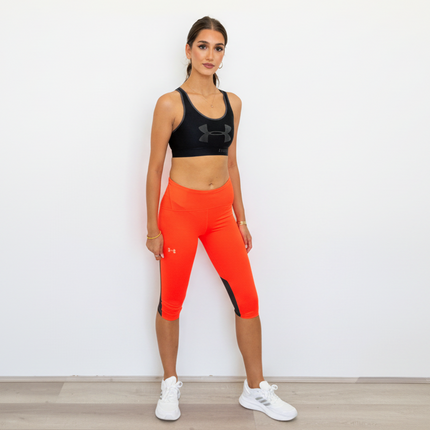 Under Armour Women's UA FLY-FAST Mid Rise Speed Capri Tights - Phoenix Fire/Jet Grey/Reflective