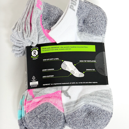Puma Womens Repreve Low Cut 12 Pack Socks - White/Grey