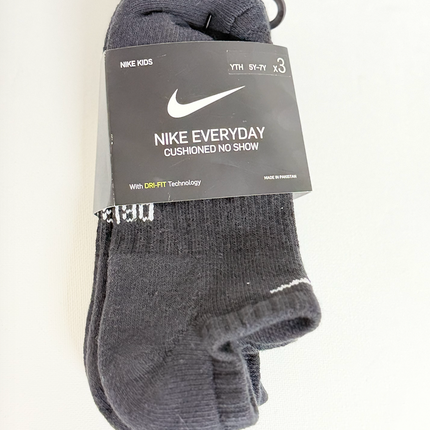 Nike Kids Unisex Everyday Cushioned Dri-Fit No Show Socks - Black