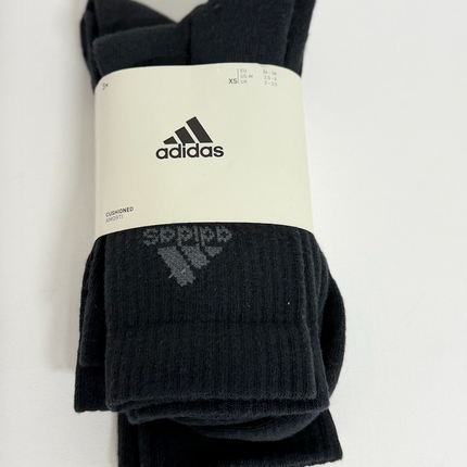Adidas Unisex Cushioned Crew Socks 3 Pack - Black/Grey