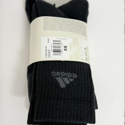 Adidas Unisex Cushioned Crew Socks 3 Pack - Black/Grey