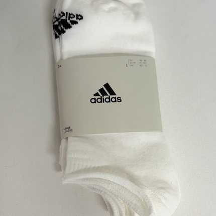 Adidas Unisex Light No Show Socks 3 Pack - White/Black